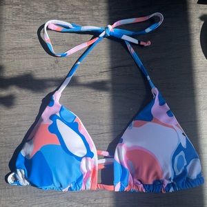 All over contrast print triangle summer bikini top